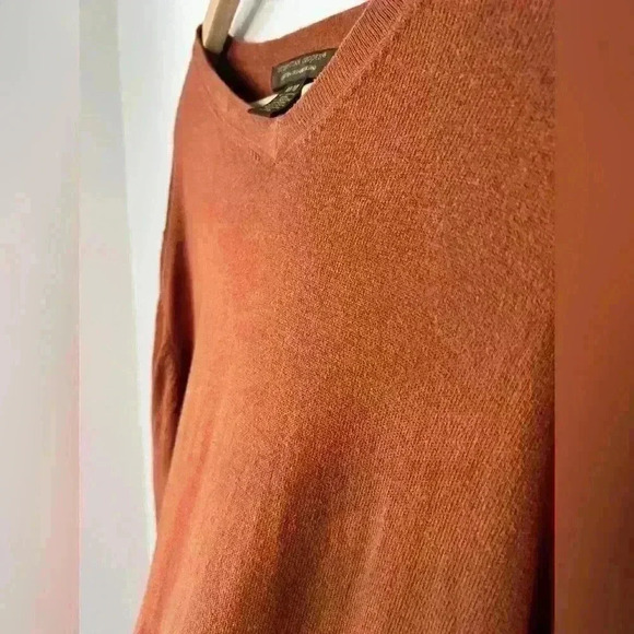 Sebastian Cooper Men’s Orange Cotton Cashmere Old Money Preppy Sweater Medium - Picture 7 of 13